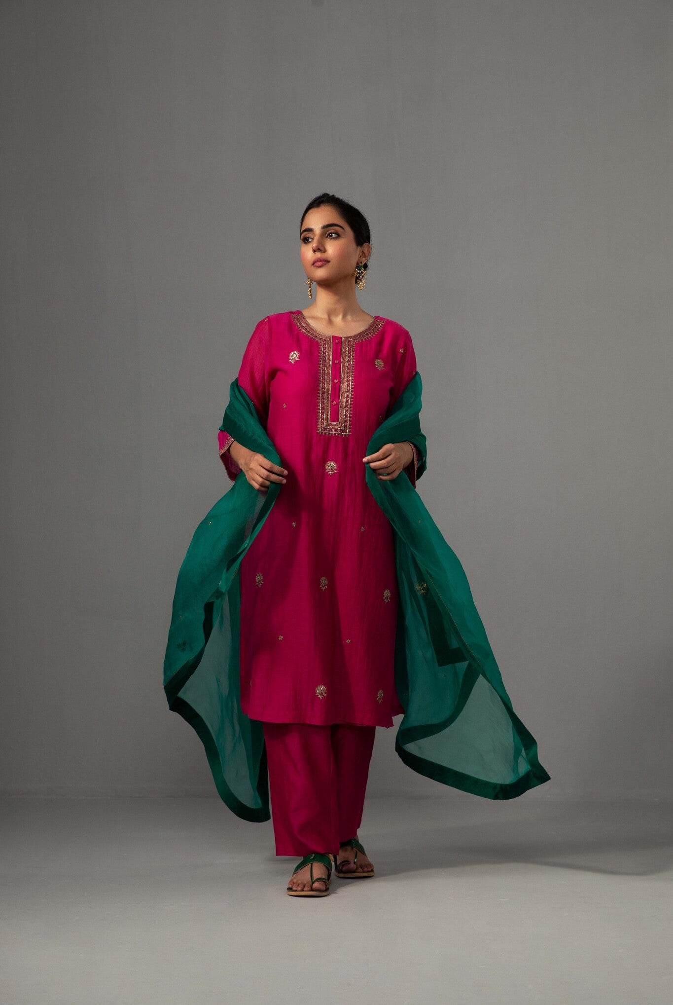 Ramya Kurta Dupatta Set - Fuchsia Pink - CiceroniKurta Set, Festive wearLabel Shreya Sharma