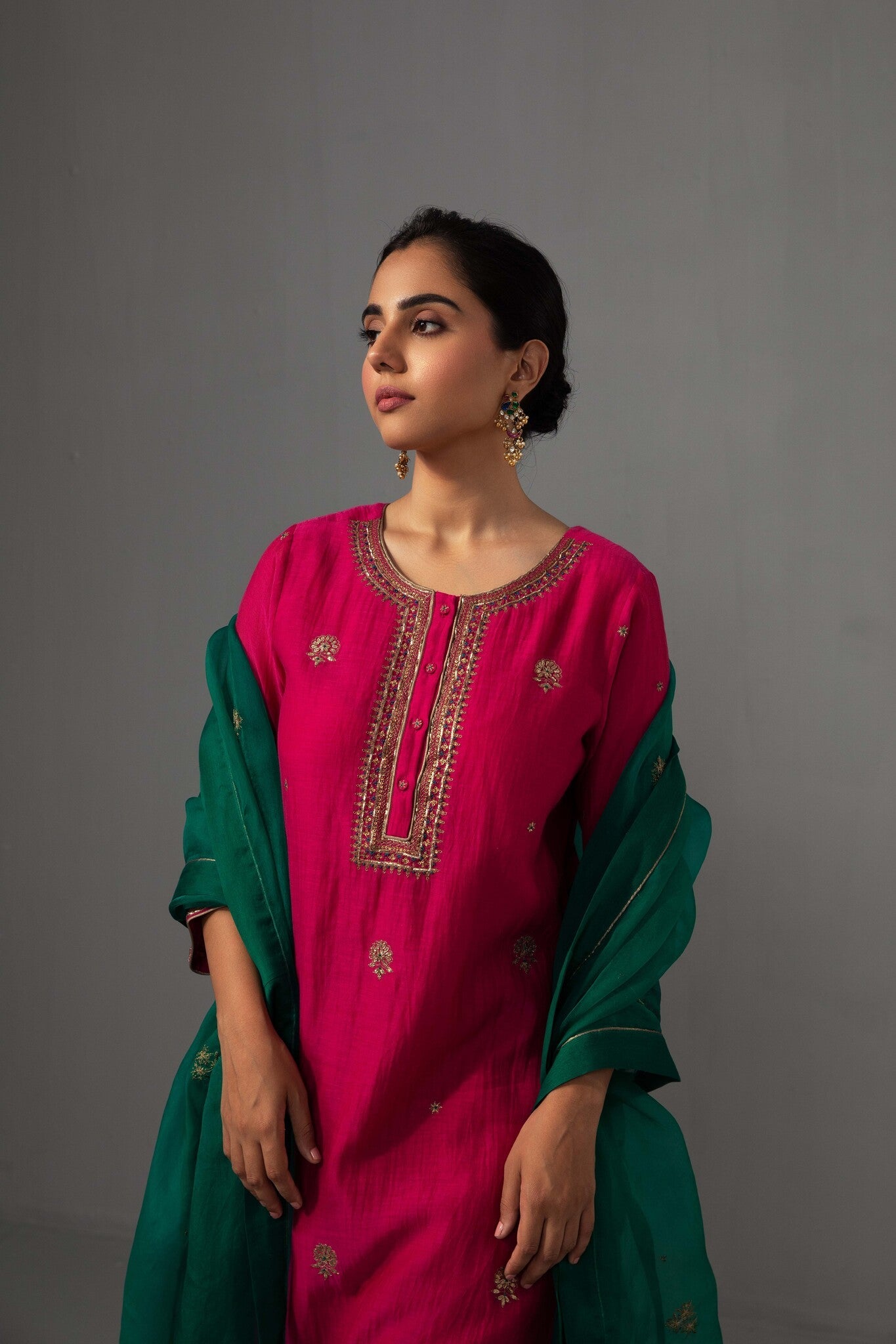 Ramya Kurta Dupatta Set - Fuchsia Pink - CiceroniKurta Set, Festive wearLabel Shreya Sharma