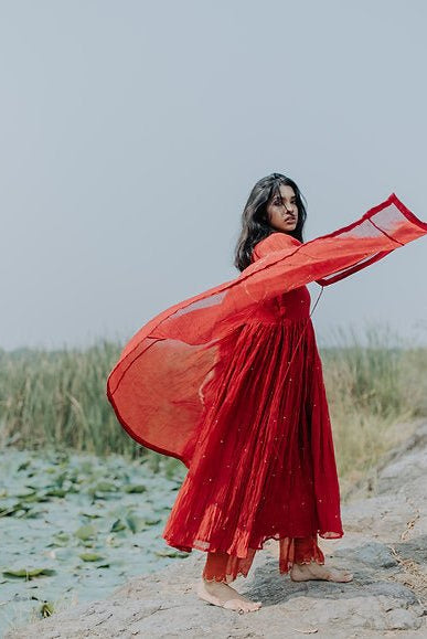Red Nasim Jama with Shameez - CiceroniNirjara