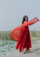 Red Nasim Jama with Shameez - CiceroniNirjara