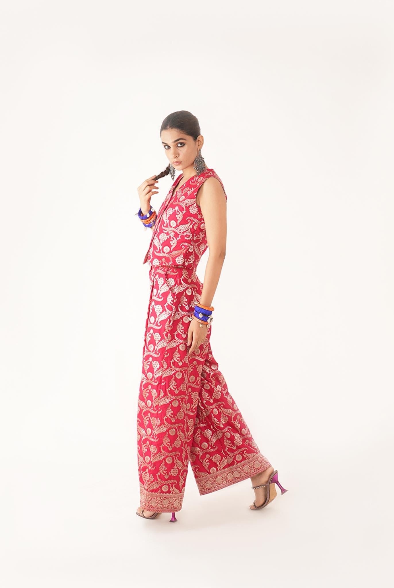 Red Silk Waistcoat - CiceroniWaistcoatShriya Singhi