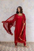Red Zeenat Kurta (set of 2) - CiceroniNirjara