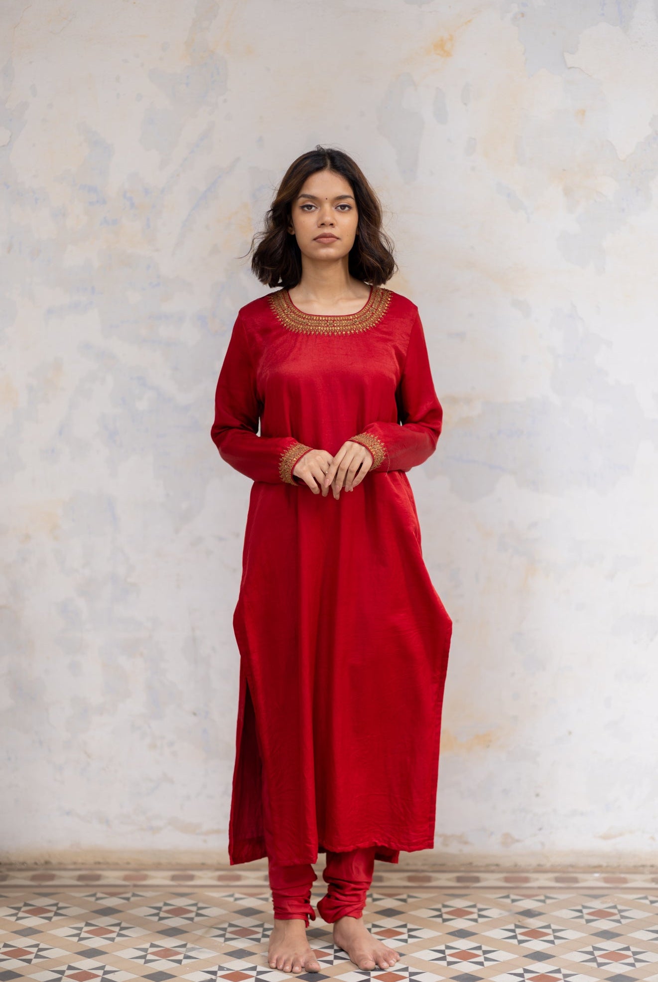 Red Zeenat Kurta (set of 2) - CiceroniNirjara
