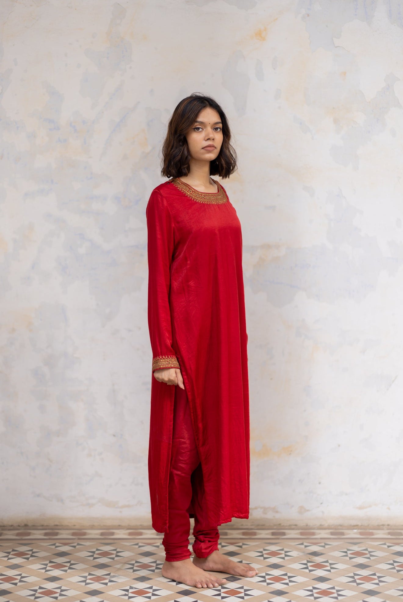 Red Zeenat Kurta (set of 2) - CiceroniNirjara
