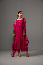 Roomani Ghera Set - Fuchsia Pink - CiceroniKurta Set, Festive wearLabel Shreya Sharma