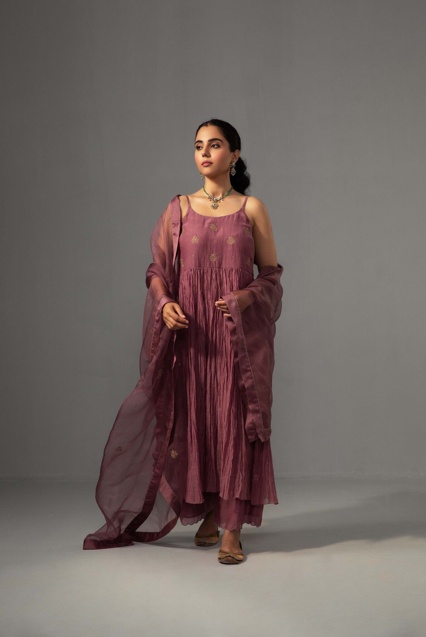 Roomani Ghera Set - Mauve - CiceroniKurta Set, Festive wearLabel Shreya Sharma