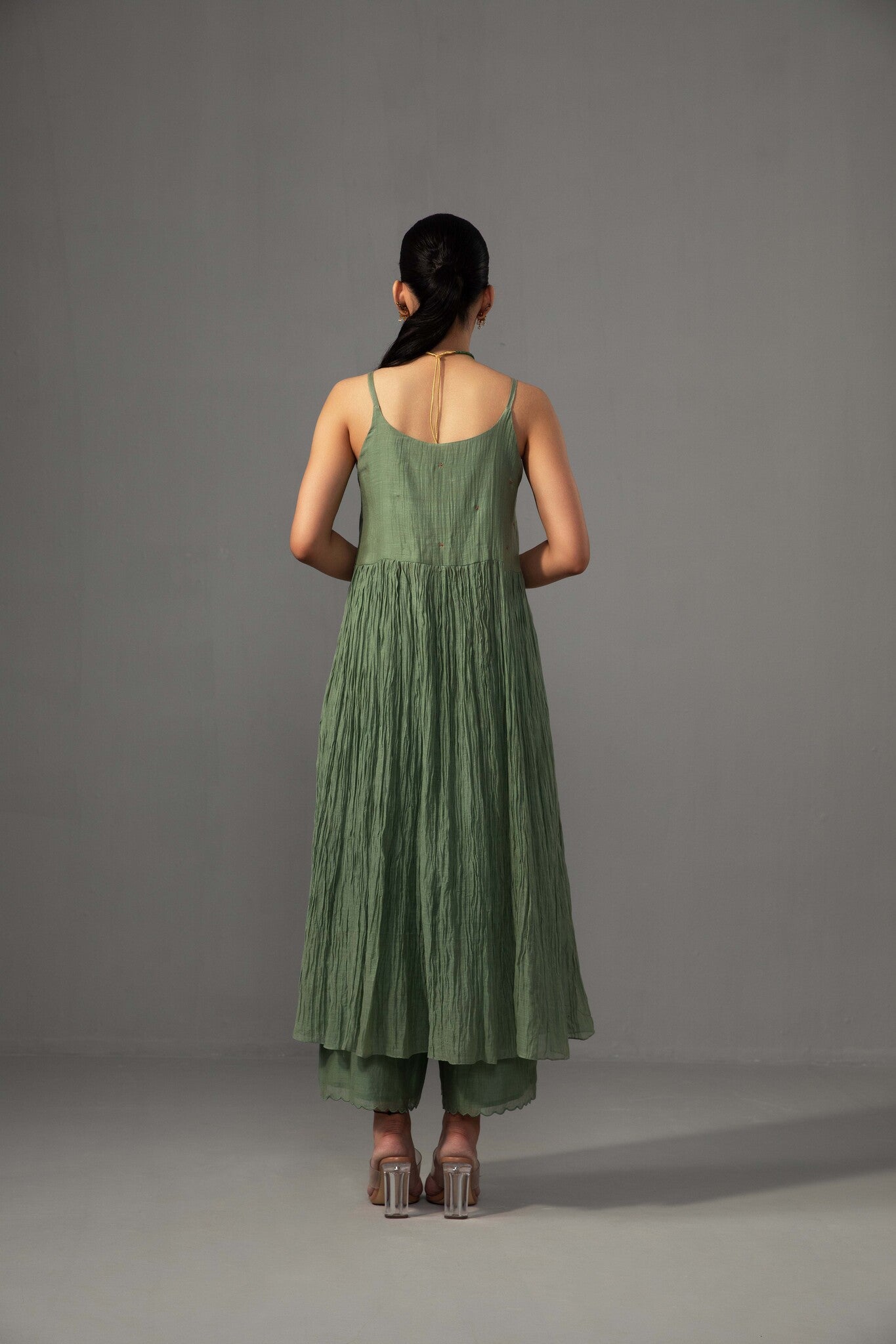Roomani Ghera Set - Sage Green - CiceroniKurta Set, Festive wearLabel Shreya Sharma