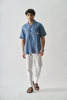 Rooster's Roost - Mens Hand Embroidered Pure Linen Shirt - CiceroniShirtsCultura Studio