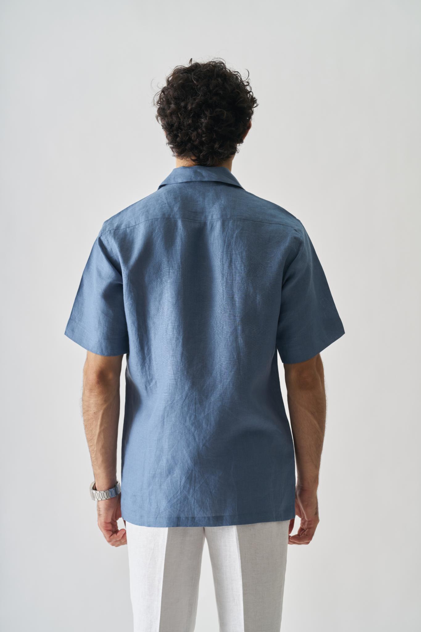 Rooster's Roost - Mens Hand Embroidered Pure Linen Shirt - CiceroniShirtsCultura Studio