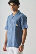 Rooster's Roost - Mens Hand Embroidered Pure Linen Shirt - CiceroniShirtsCultura Studio