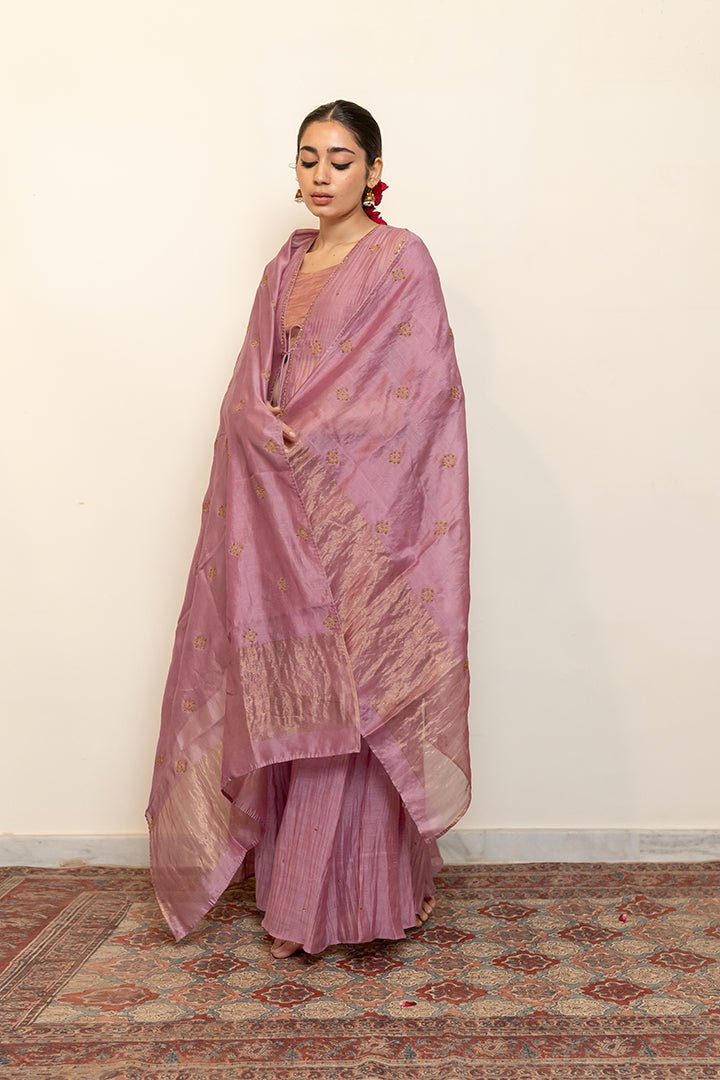 Ruhma Sharara Set - Lilac (Set of 4) - CiceroniKurta Set, Festive wearNirjara
