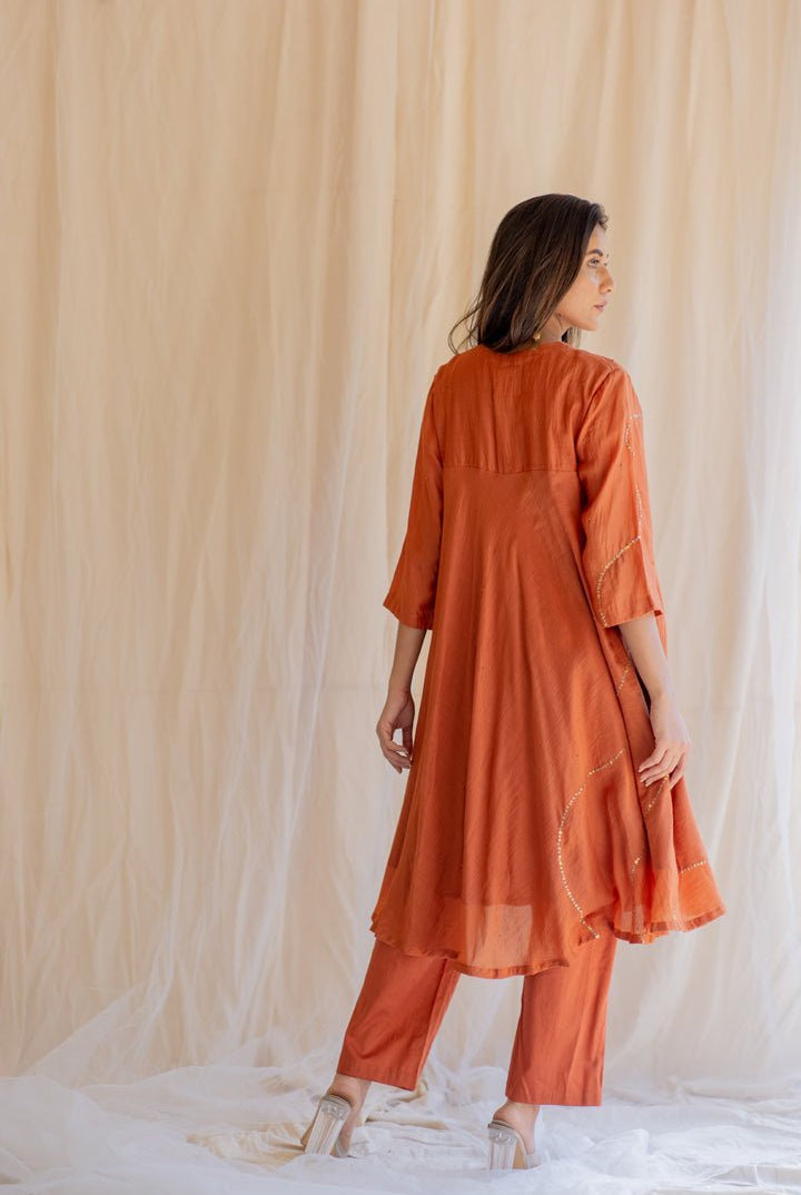 Rust Maheem Kurta Set - CiceroniNirjara