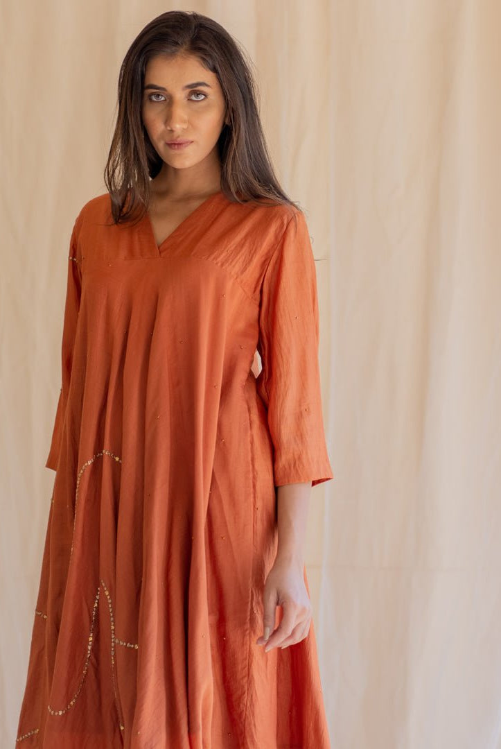 Rust Maheem Kurta Set - CiceroniNirjara