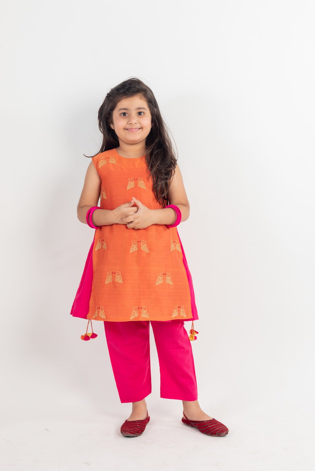 Rust- Pink Embroidered Kurta Set - CiceroniMr. Brat