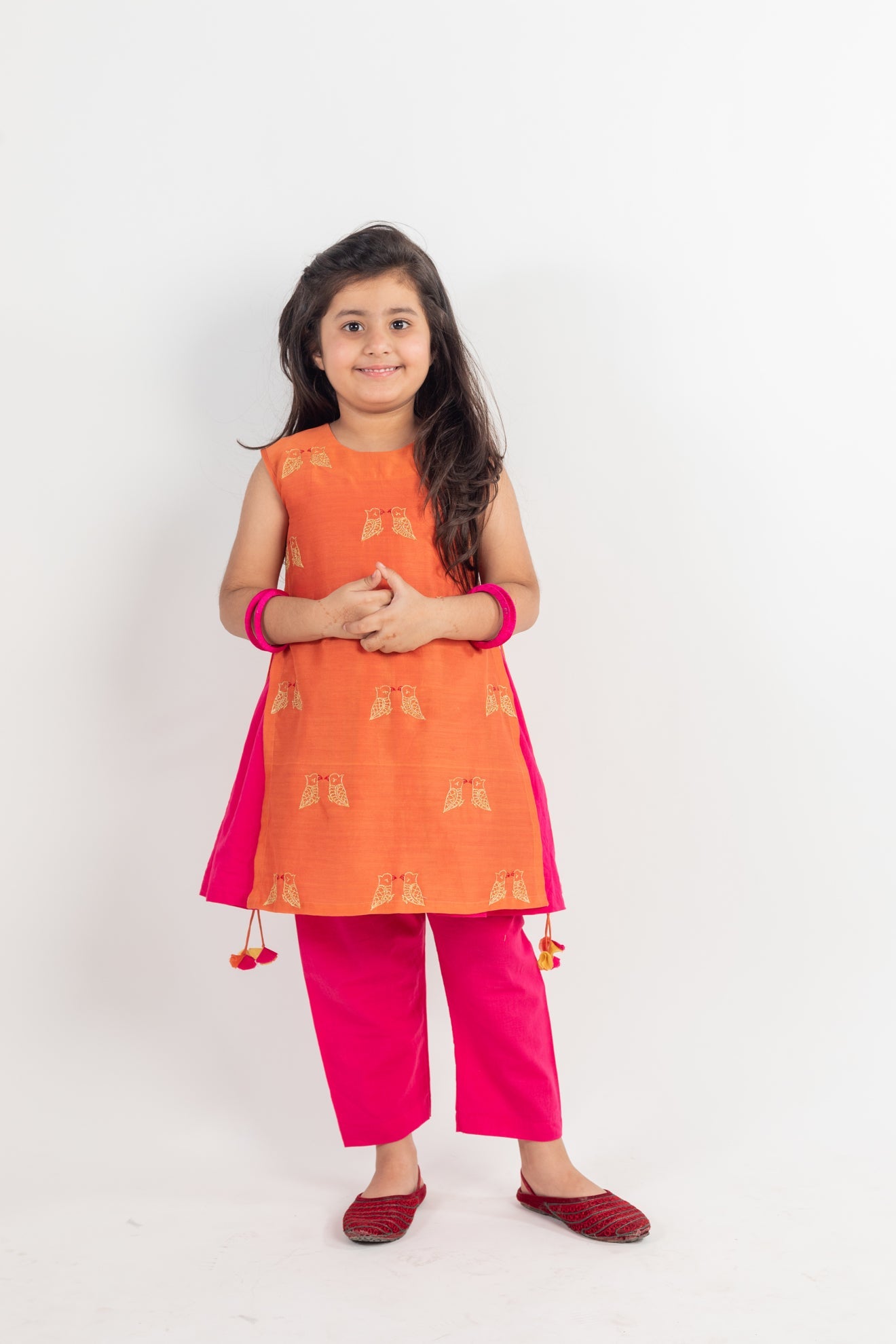 Rust- Pink Embroidered Kurta Set - CiceroniMr. Brat