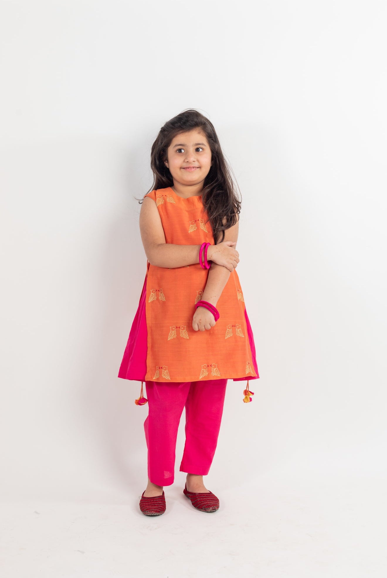 Rust- Pink Embroidered Kurta Set - CiceroniMr. Brat