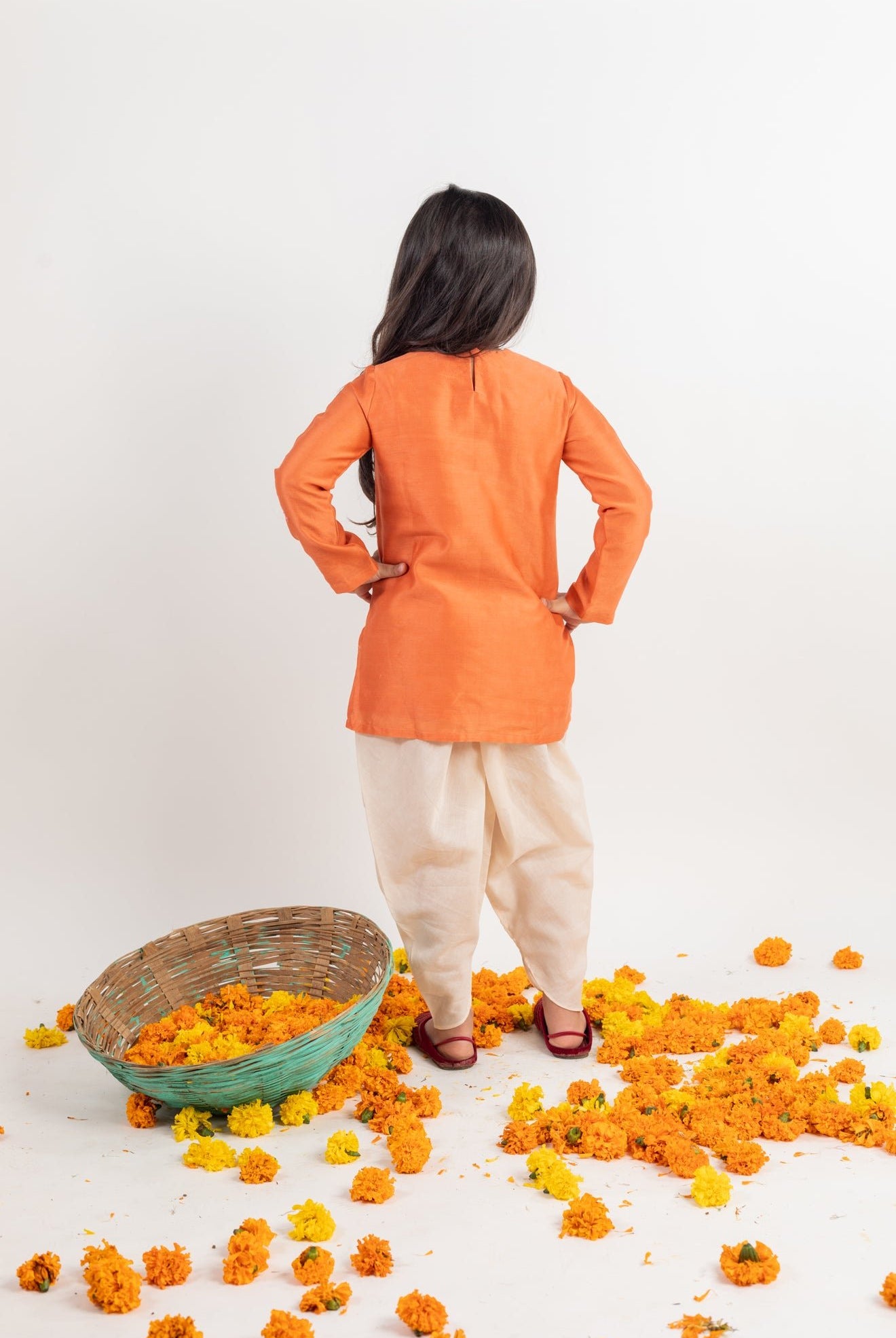 Rust - Yoke Embroidered Kurta - Dhoti Set - CiceroniMr. Brat