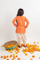 Rust - Yoke Embroidered Kurta - Dhoti Set - CiceroniMr. Brat