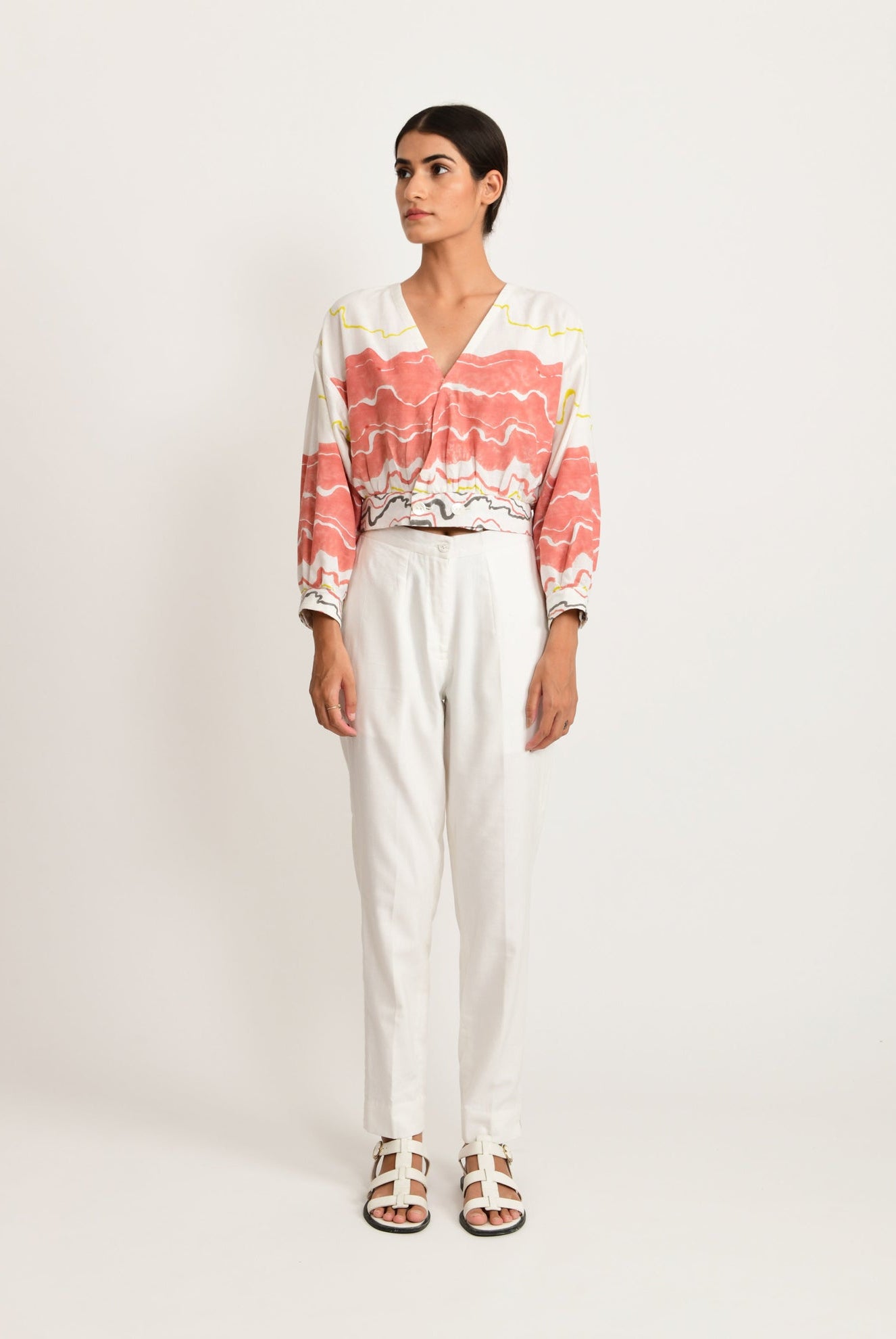 Salmon Flow Crop Top - CiceroniCrop top, CorsetRias Jaipur