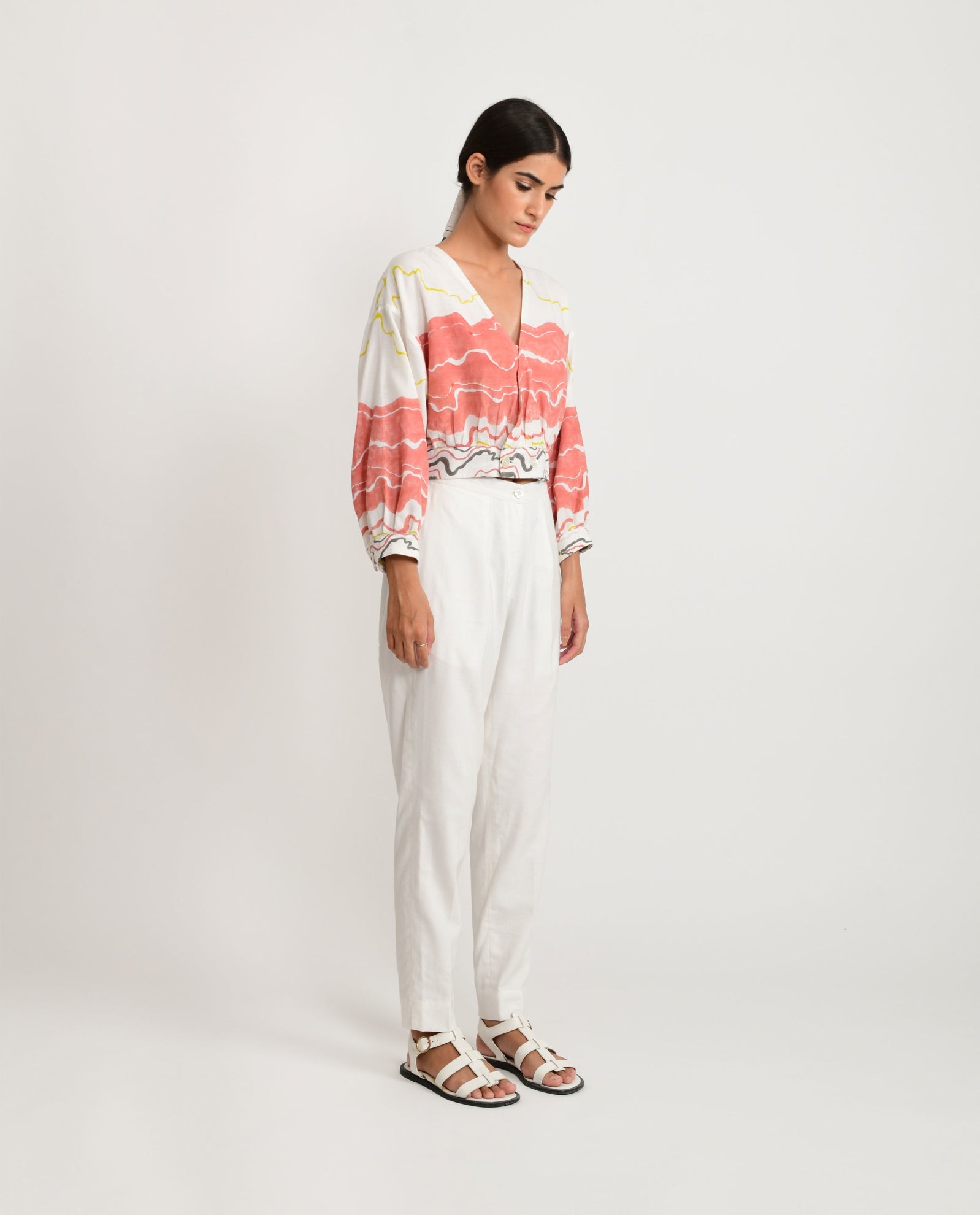 Salmon Flow Crop Top - CiceroniCrop top, CorsetRias Jaipur