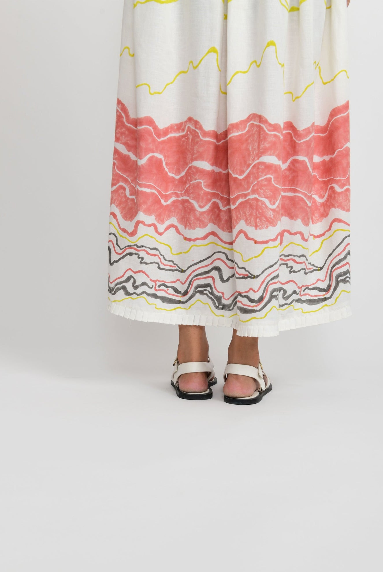 Salmon Gathered Midi Dress - CiceroniRias Jaipur