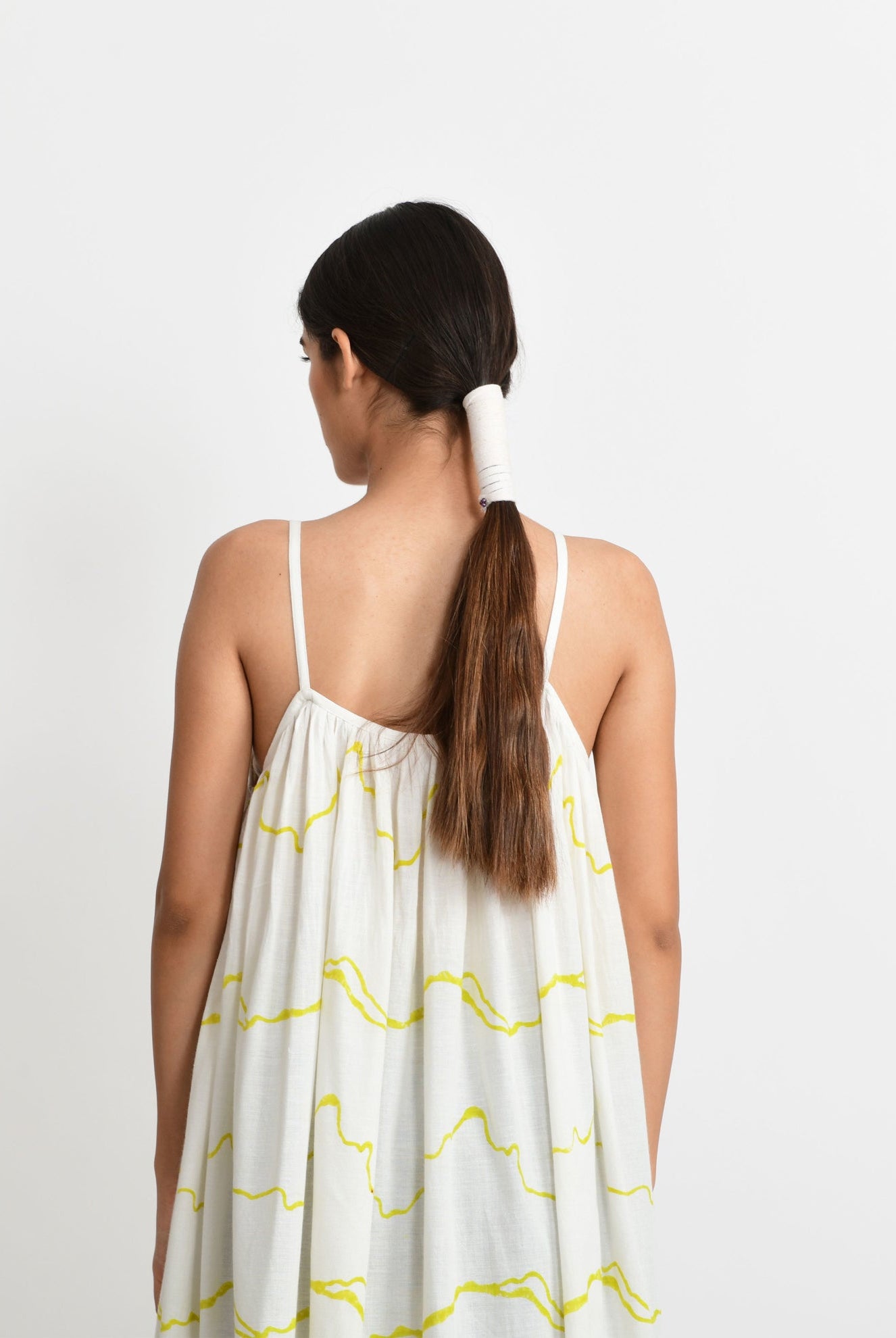 Salmon Gathered Midi Dress - CiceroniRias Jaipur