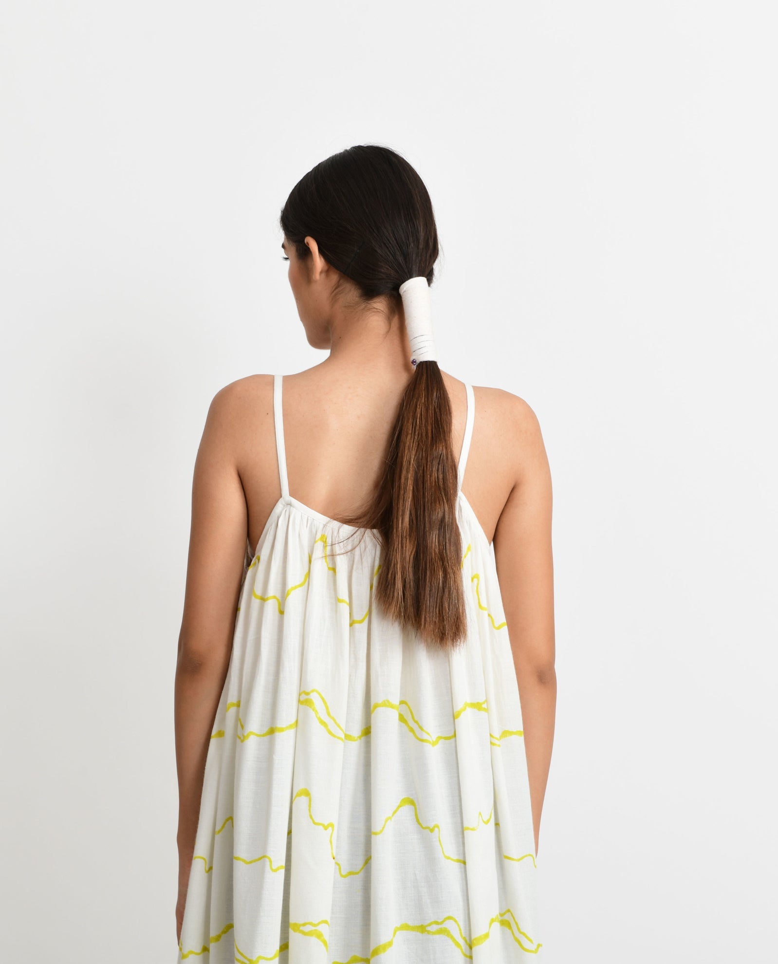 Salmon Gathered Midi Dress - CiceroniRias Jaipur