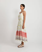 Salmon Gathered Midi Dress - CiceroniRias Jaipur