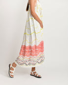 Salmon Gathered Midi Dress - CiceroniRias Jaipur