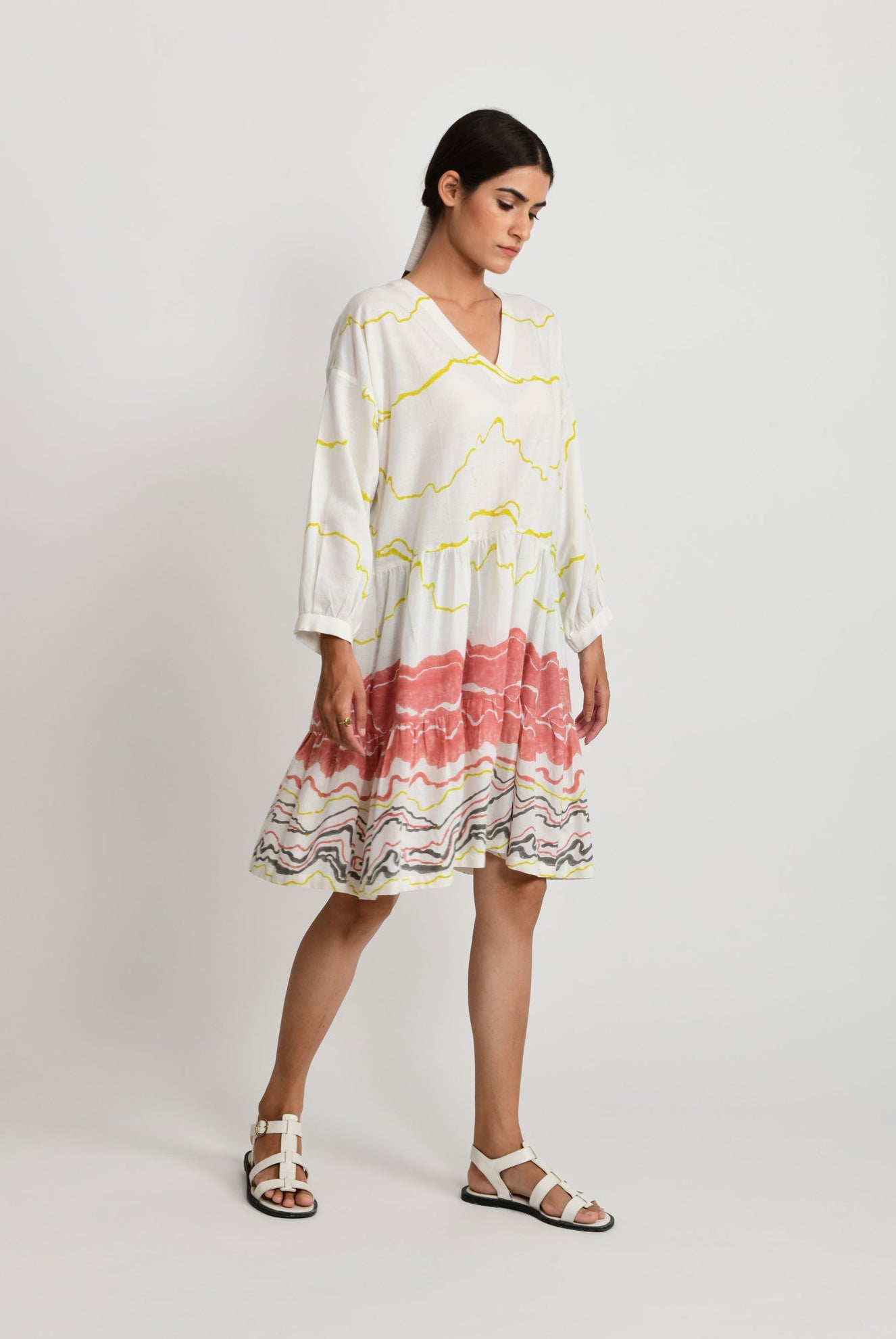 Salmon Wave Short Dress - CiceroniRias Jaipur