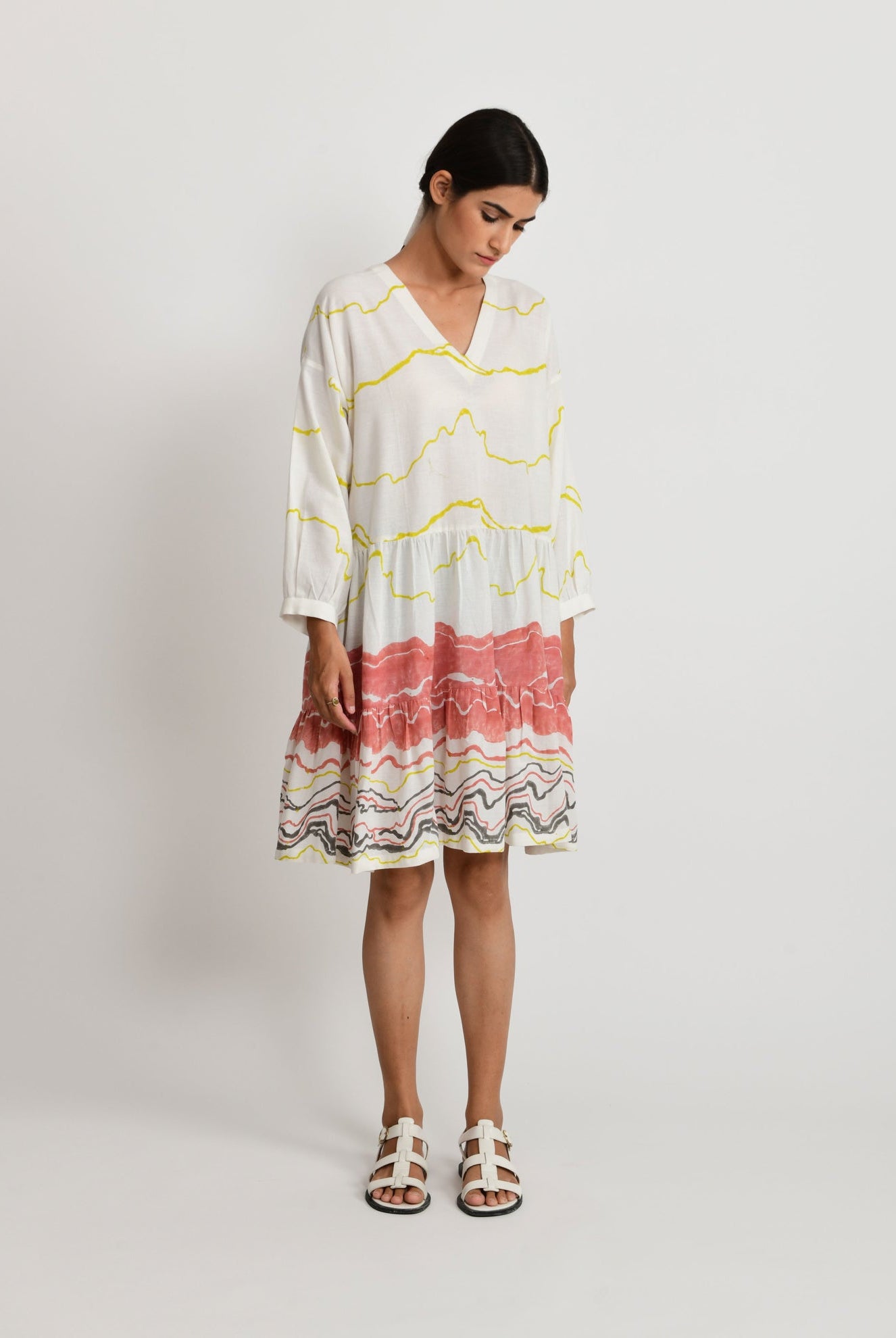 Salmon Wave Short Dress - CiceroniRias Jaipur