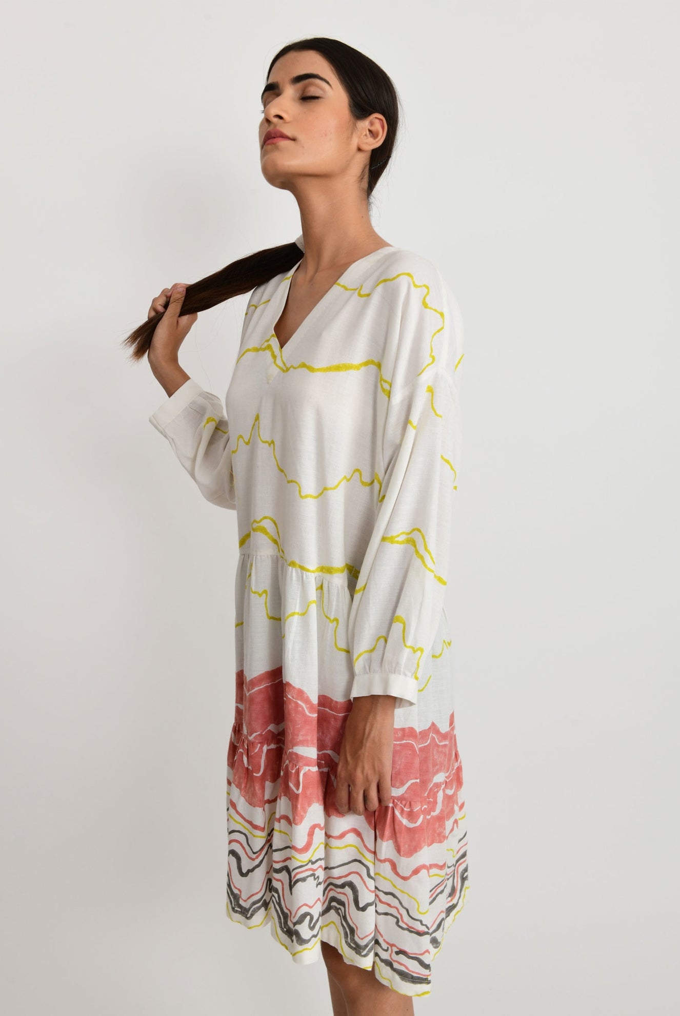 Salmon Wave Short Dress - CiceroniRias Jaipur