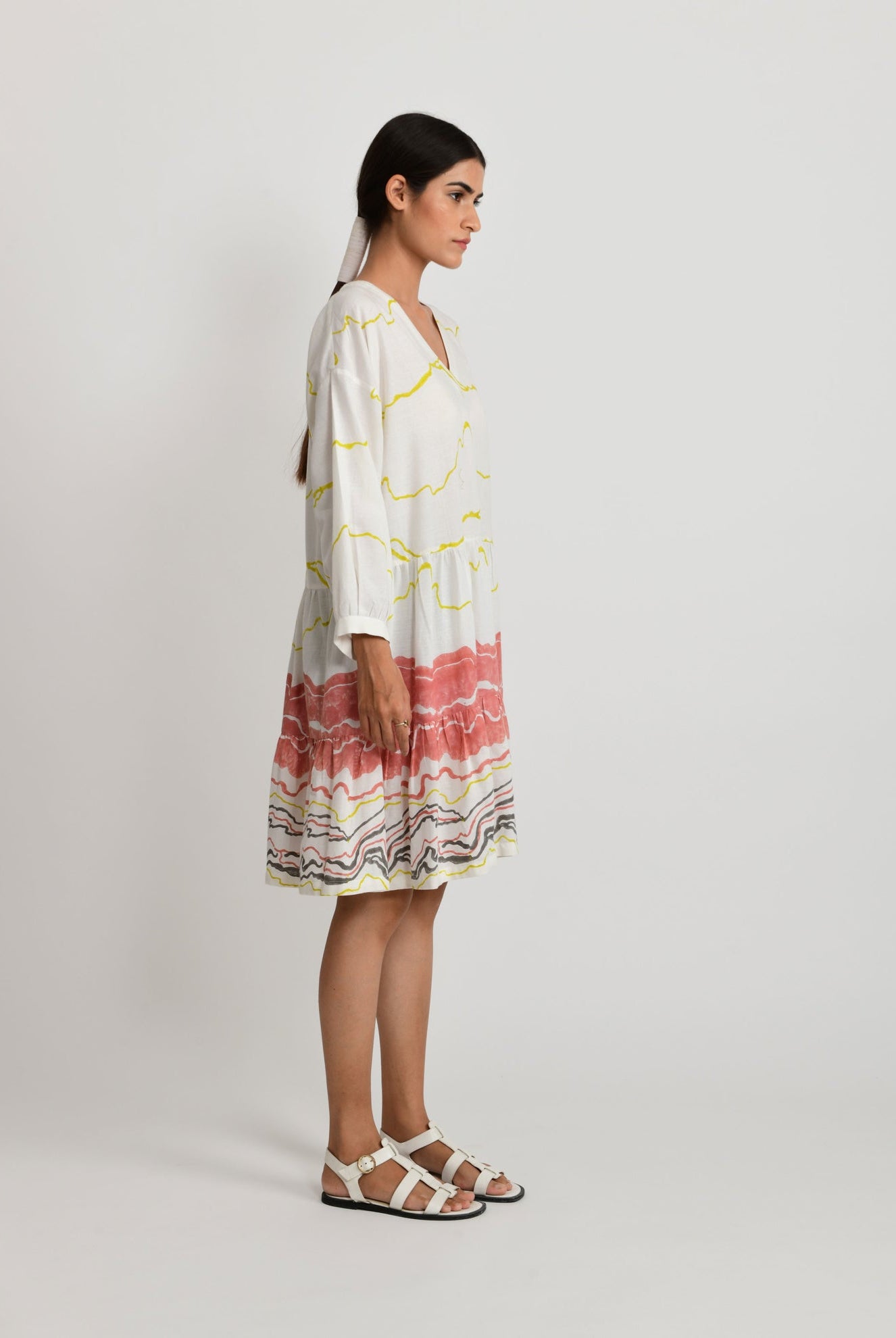 Salmon Wave Short Dress - CiceroniRias Jaipur