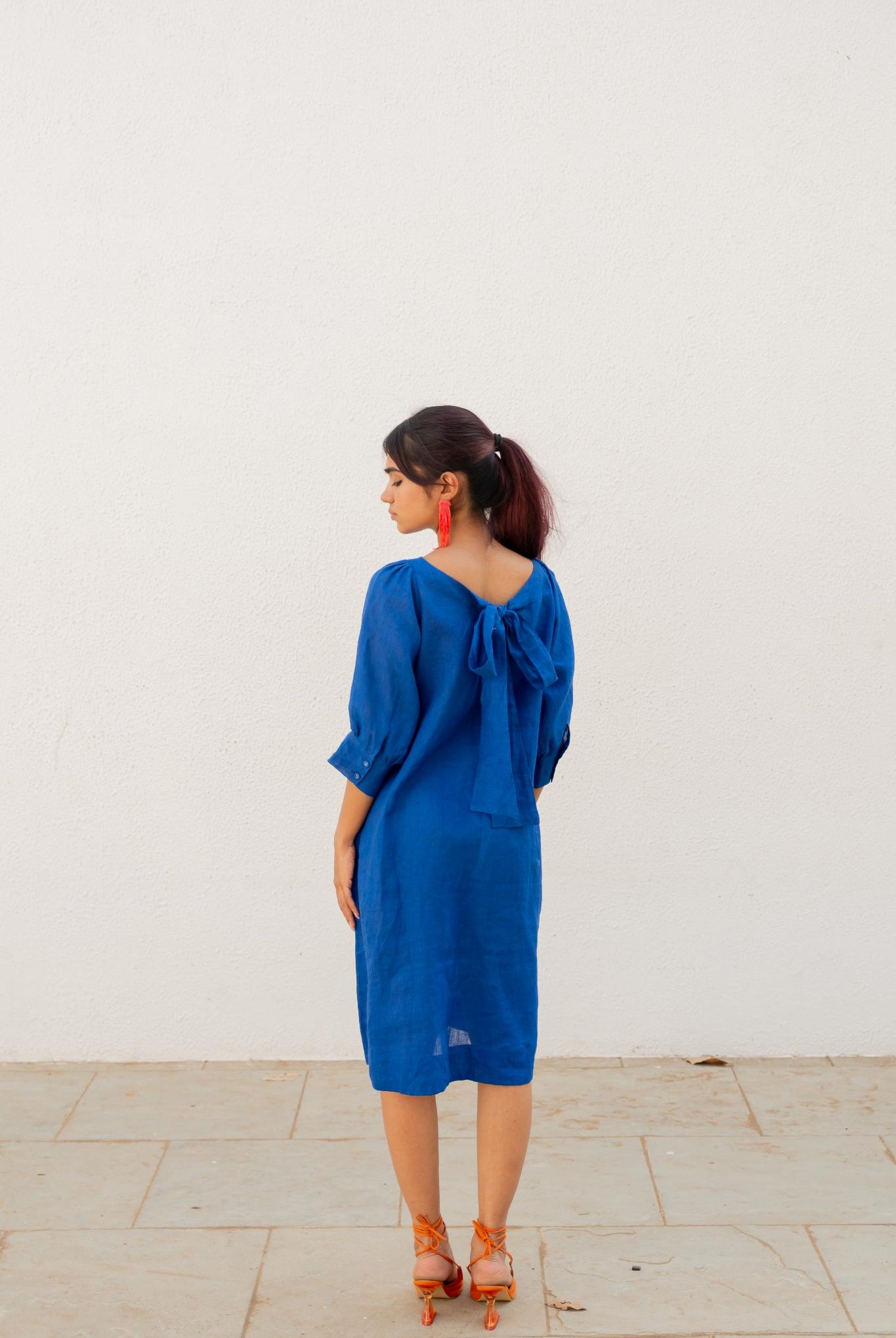 Sapphire Blue Linen Dress - CiceroniDressesSilai Studio