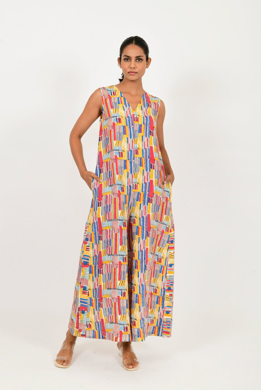 Scribble Linen Multi Jumpsuit - CiceroniJumpsuitRias Jaipur