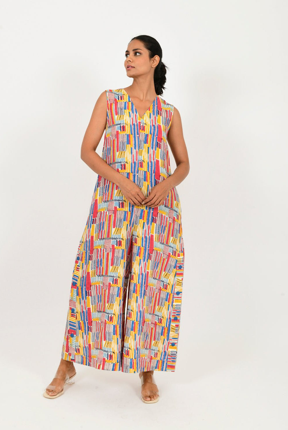 Scribble Linen Multi Jumpsuit - CiceroniJumpsuitRias Jaipur