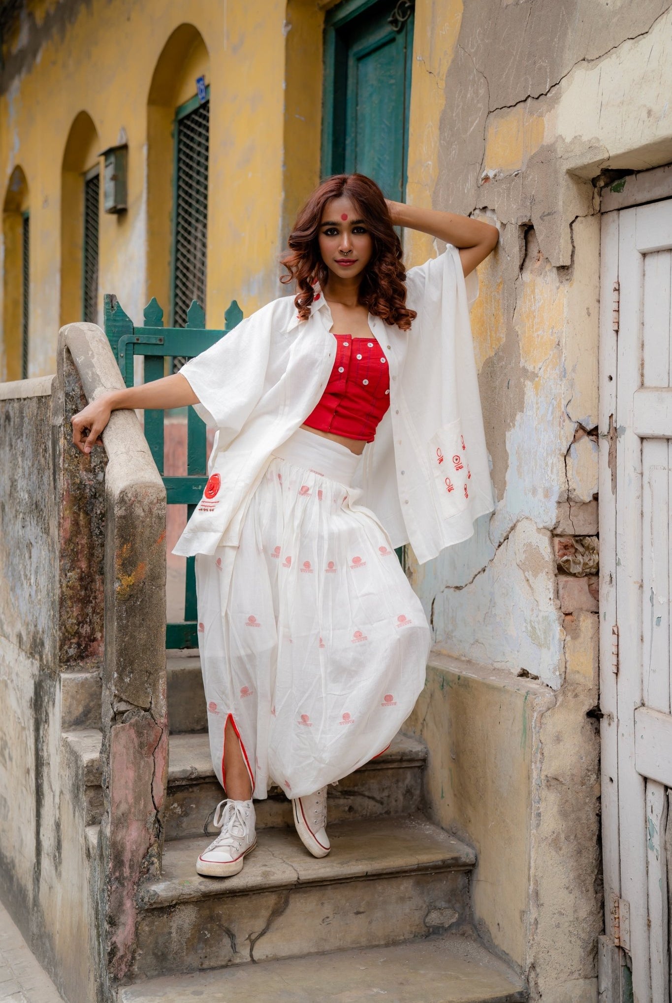 Shvet Jamdani White Dhoti - CiceroniDhotiPrathaa