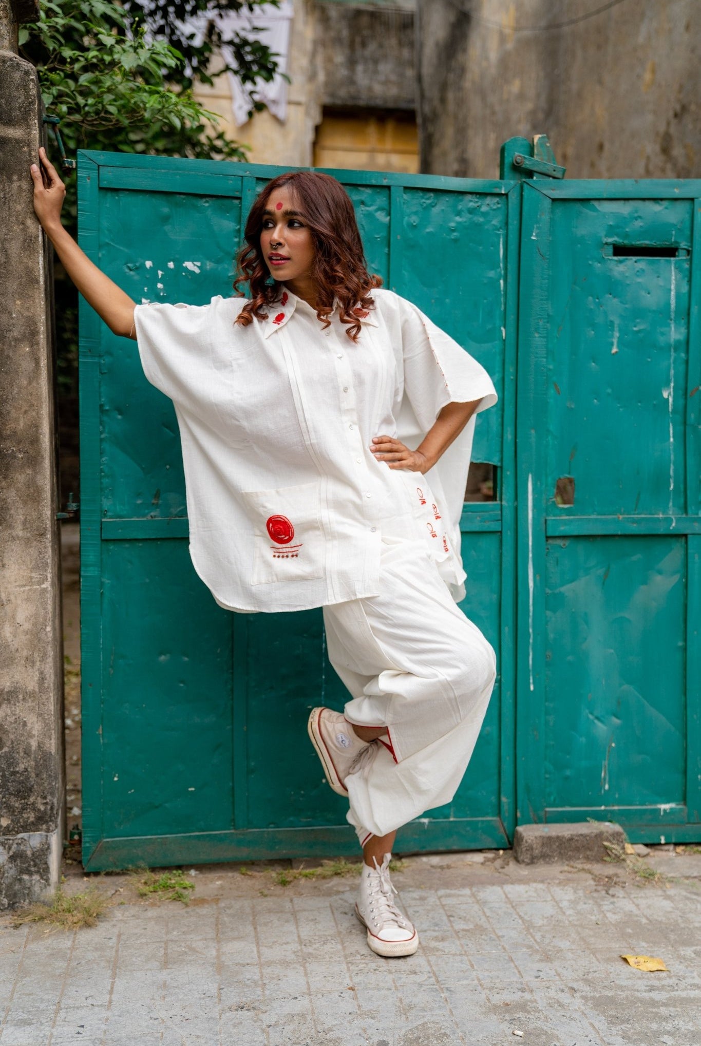 Shvet White Kaftan and Mul Dhoti Set - CiceroniCo-ord SetPrathaa