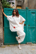 Shvet White Kaftan and Mul Dhoti Set - CiceroniCo-ord SetPrathaa