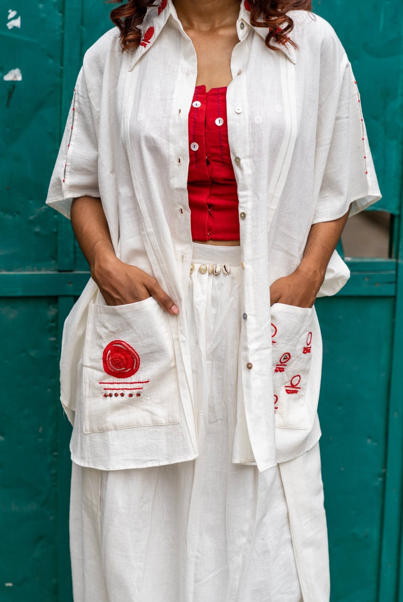 Shvet White Kaftan and Mul Dhoti Set - CiceroniCo-ord SetPrathaa
