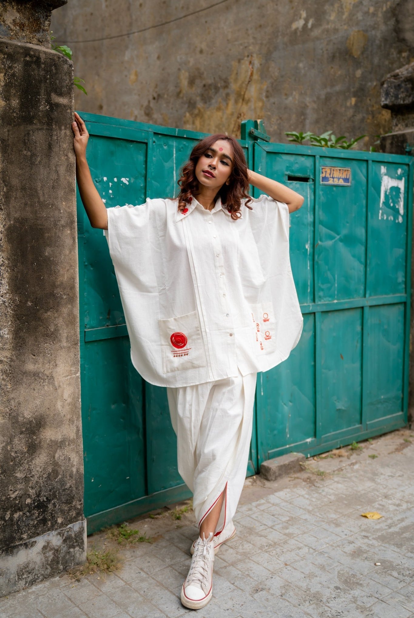 Shvet White Kaftan and Mul Dhoti Set - CiceroniCo-ord SetPrathaa
