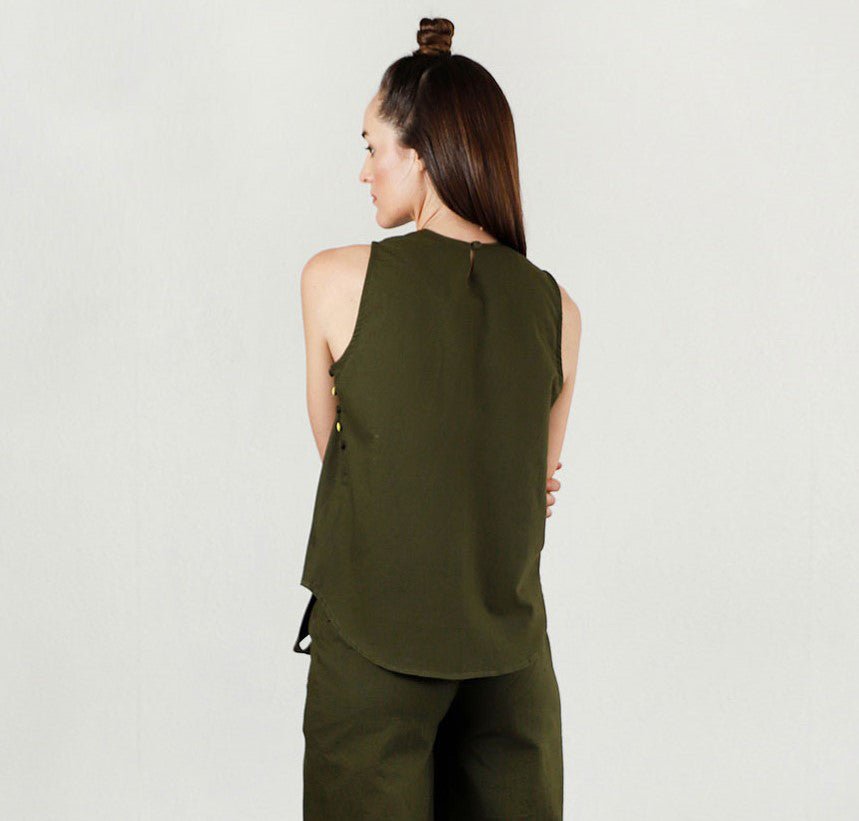 Side Buttoned Solid Top - CiceroniRias Jaipur