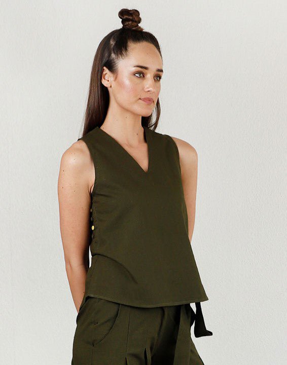 Side Buttoned Solid Top - CiceroniRias Jaipur