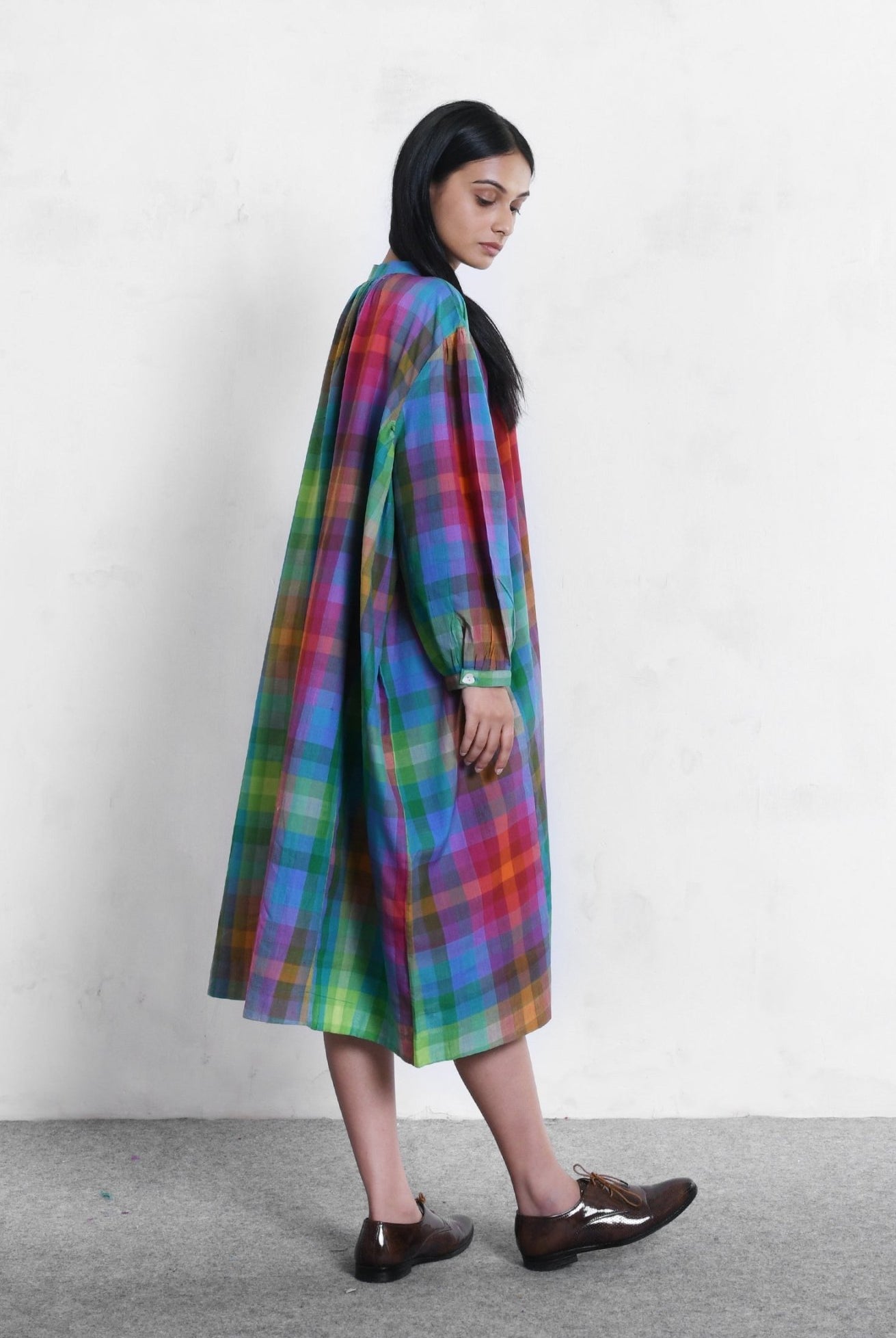 Simone Plaid Gather Shirt - CiceroniShirt, DressHiranya