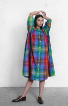 Simone Plaid Gather Shirt - CiceroniShirt, DressHiranya