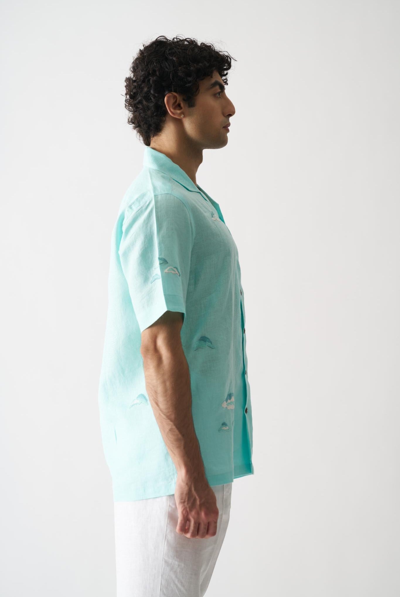 Sky Is The Limit - Mens Hand Embroidered Pure Linen Shirt - CiceroniShirtsCultura Studio