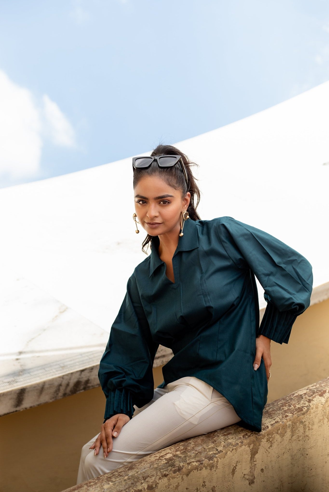 Sleeve Pleated Top - CiceroniTopsKoshue