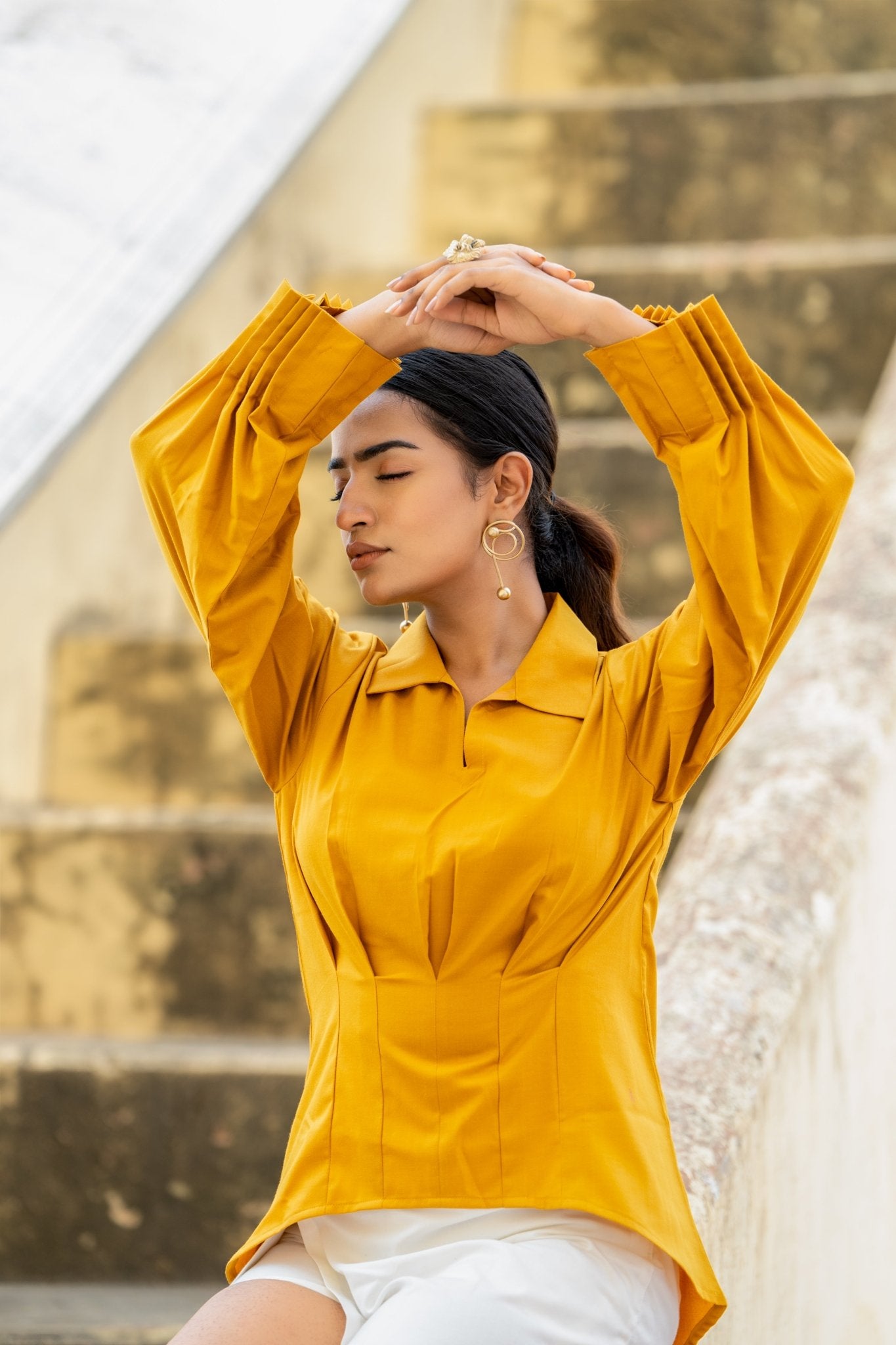 Sleeve Pleated Top - CiceroniTopsKoshue