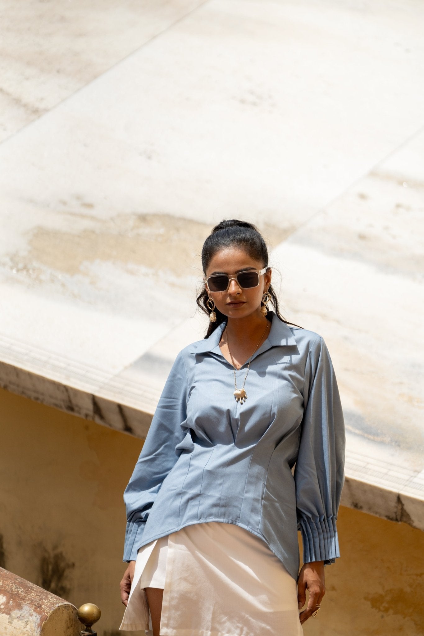 Sleeve Pleated Top - CiceroniTopsKoshue