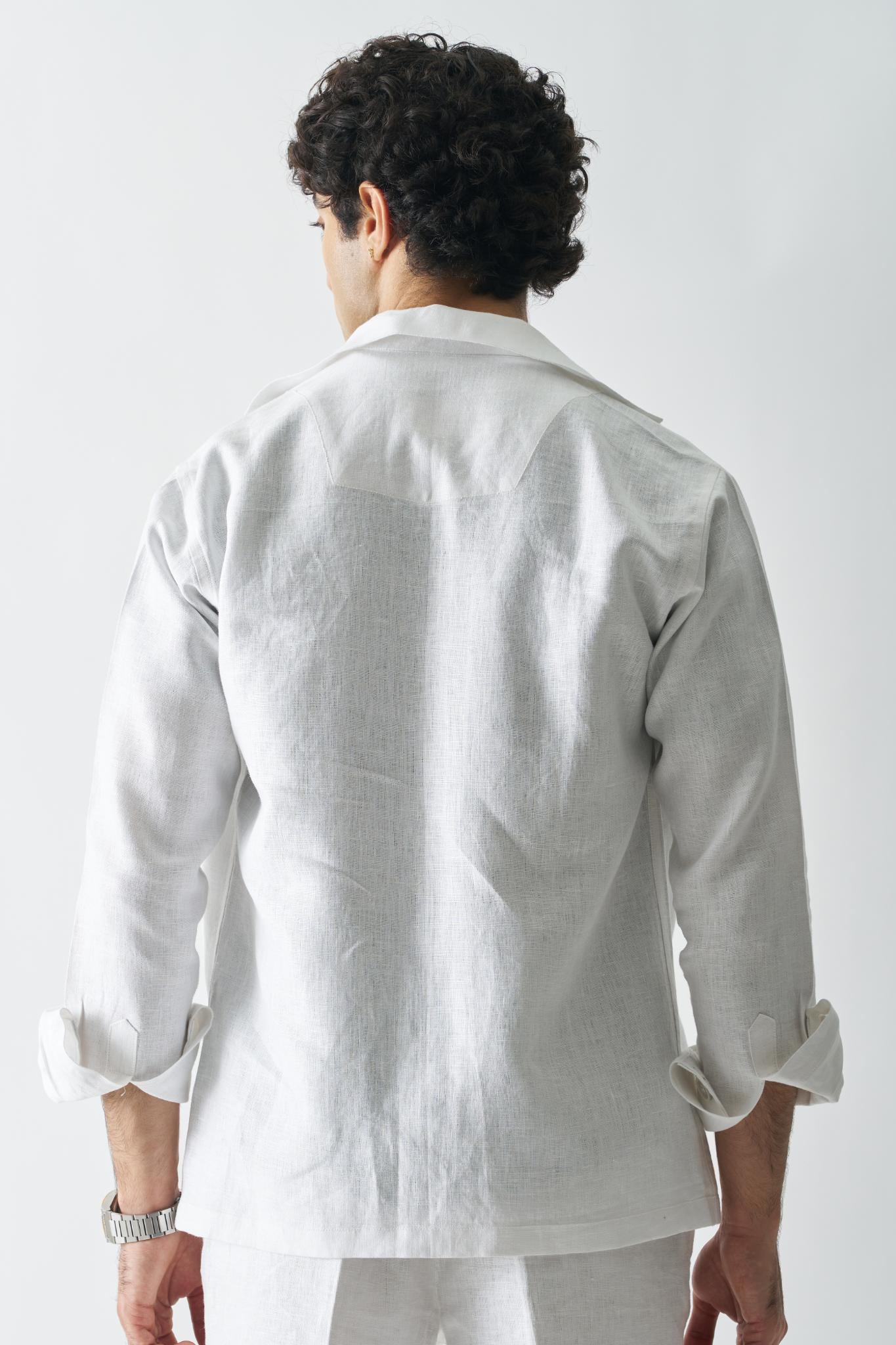 Snowflake Haven Linen Jacket - CiceroniJacketsCultura Studio